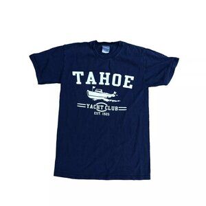 VTG CAMP DAVID Tahoe Yacht Club T Shirt Men's SMALL Blue Short Sleeve Cr…​